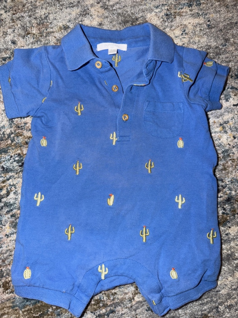 Pure baby Baby Blue Cactus Polo Romper - Kids Shirt & Top-3-6 months